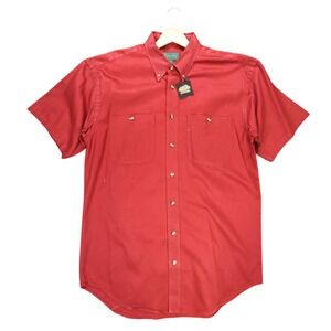 Scandia Woods Button Down Shirt Mens Large Tall Red Excellent Short Sleeve Twill